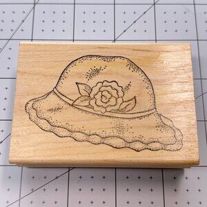 Rose Hat  Rubber Stamp Ann-ticipations Spring Summer Flower Garden Fashion Craft